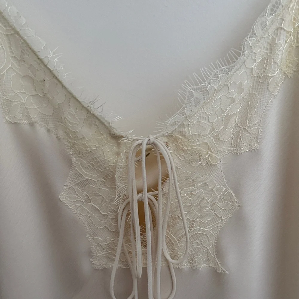 Zara Cream Lace Detail Slip Dress - Picture 2 of 4